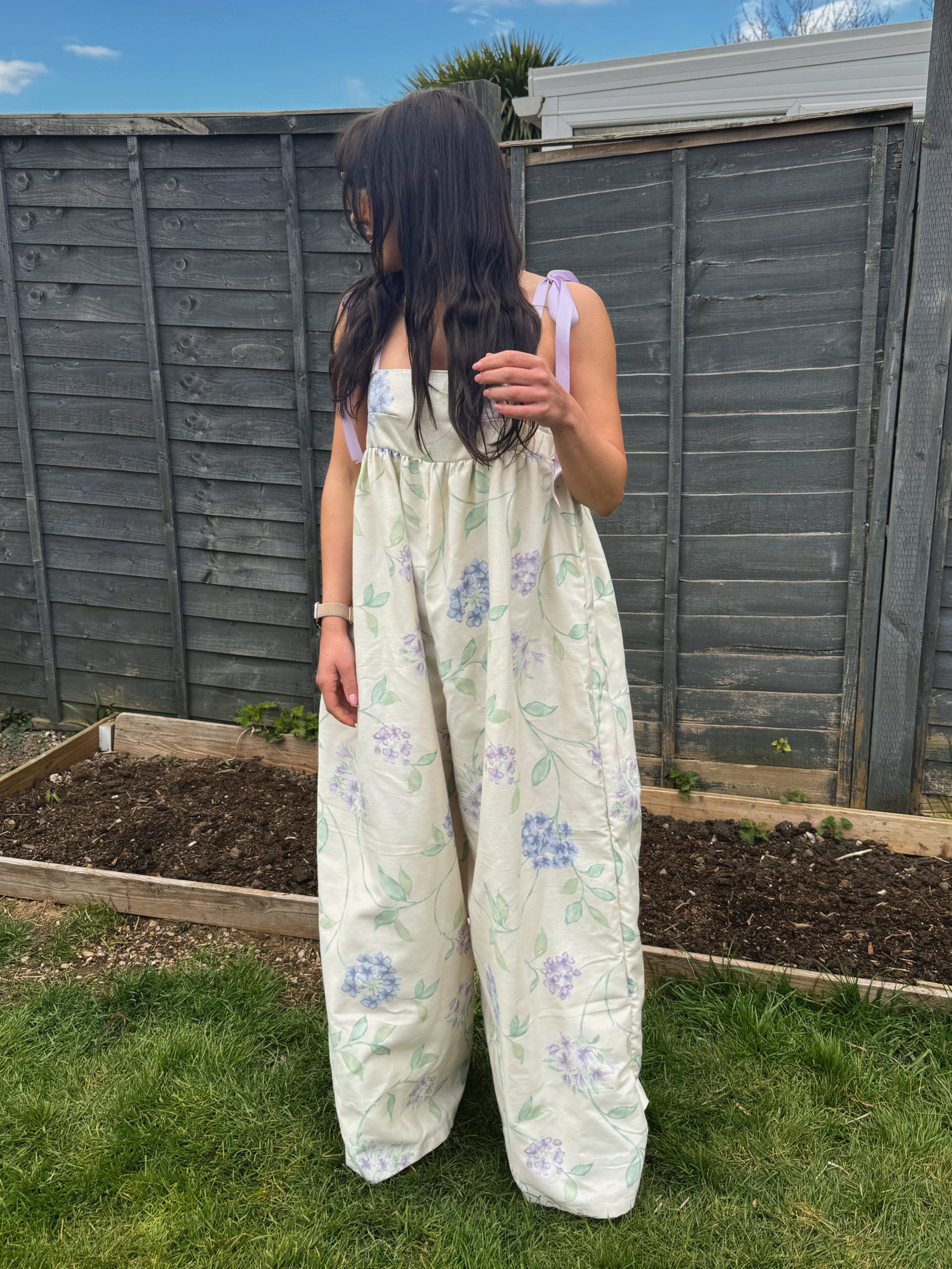 Bonnie jumpsuit with narrow ribbon straps SMALL