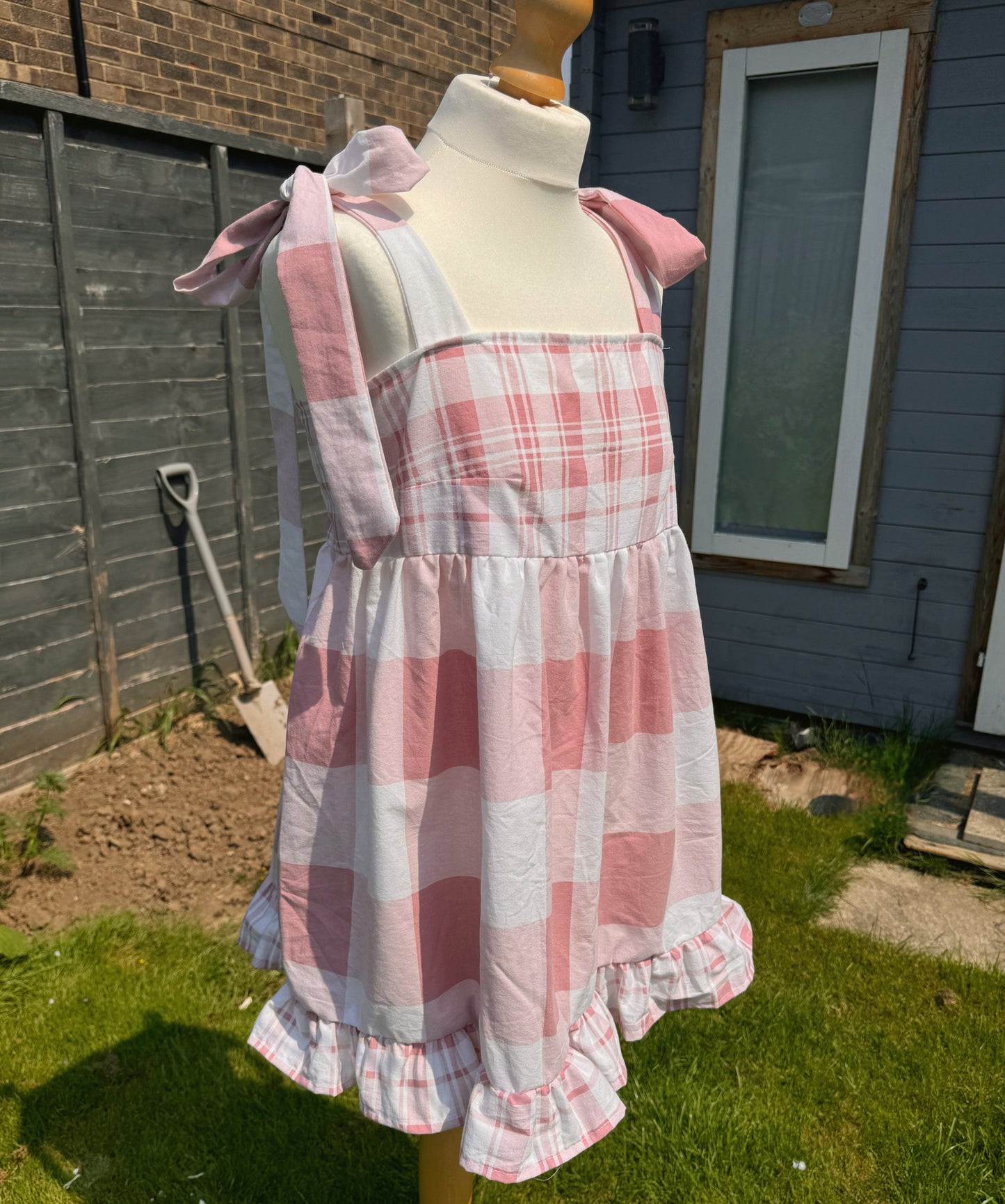 Babydoll smock dress in pink gingham 40in overbust/UK12-14-16