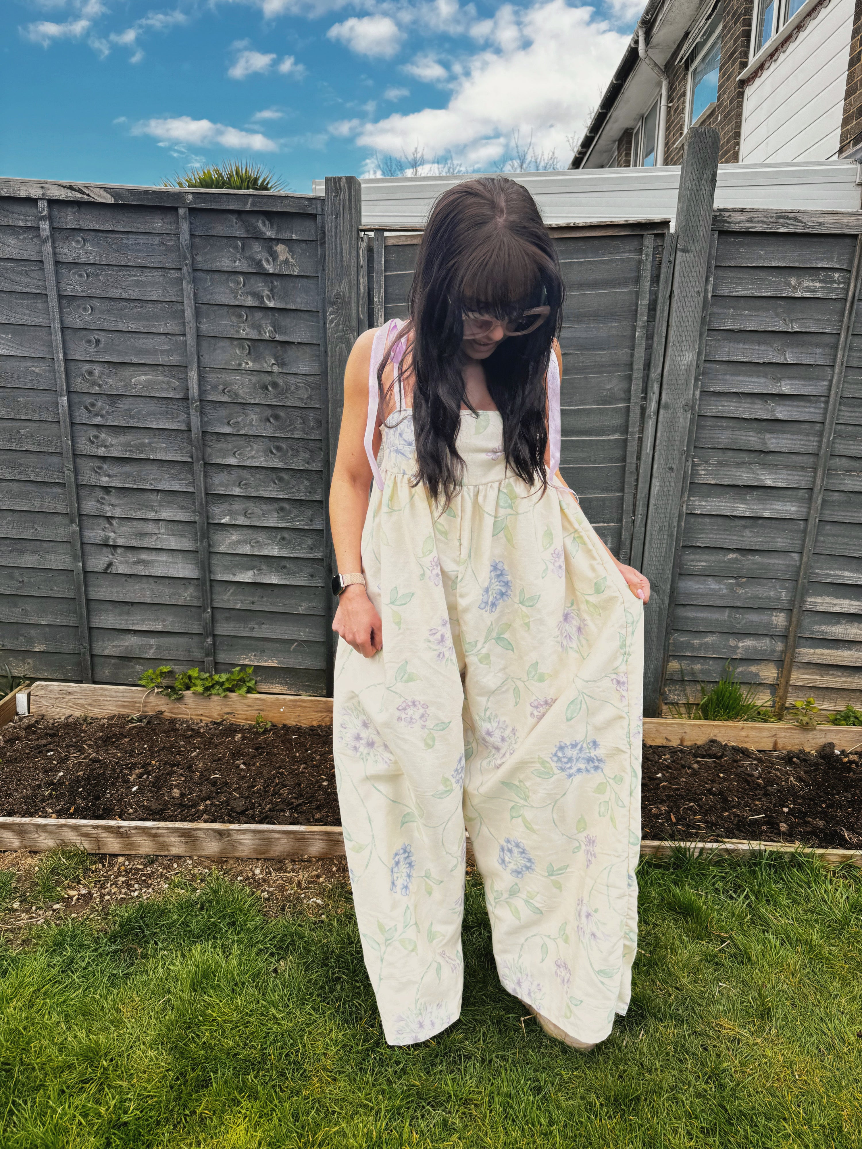 Bonnie jumpsuit with narrow ribbon straps SMALL