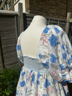 Jessica dress with puff sleeves and shirred back - uk 10-12 - vintage bedsheets