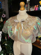 Extended cut detachable collar in Golden Bloom & iridescent organza