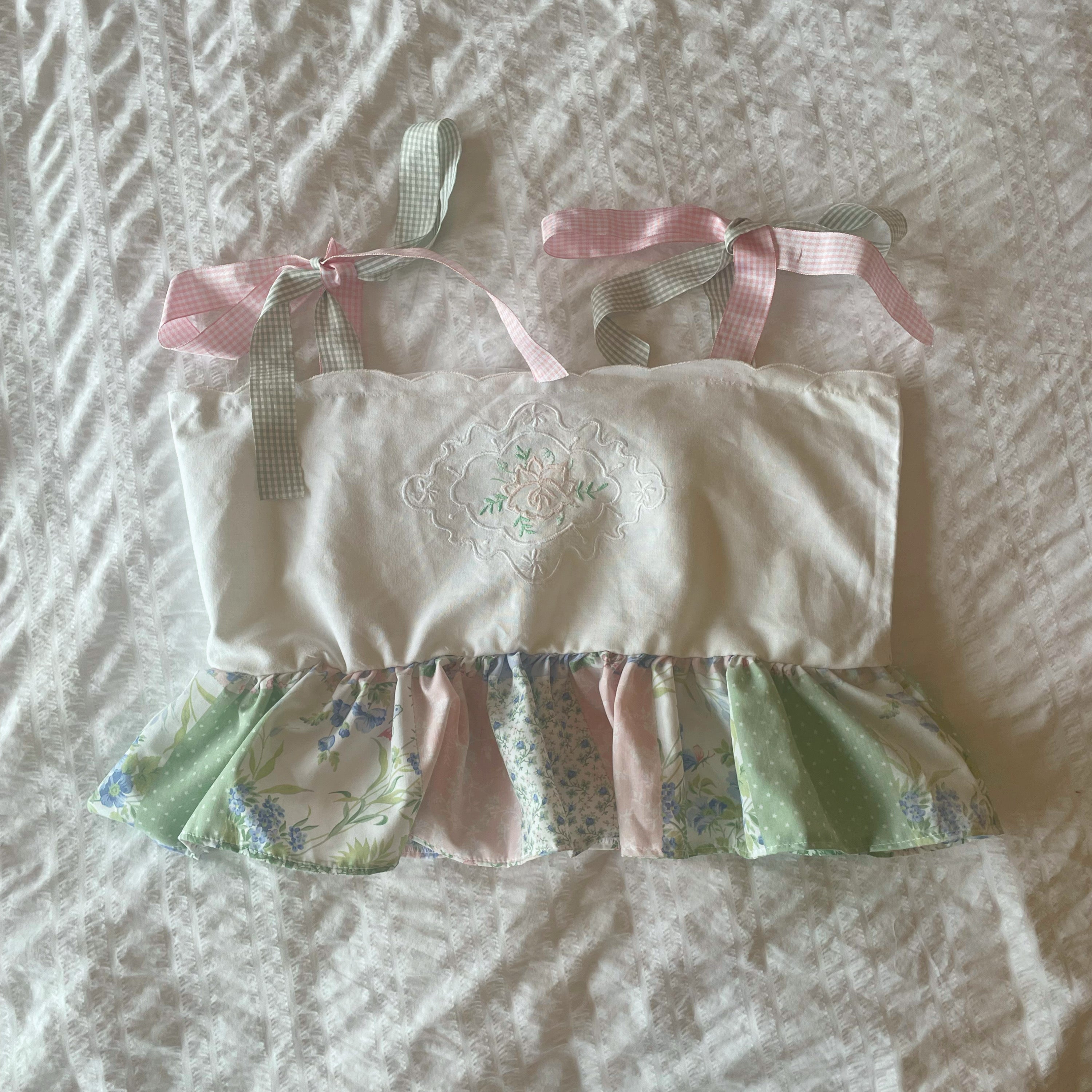 Jessica top in green&pink patchwork