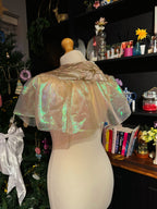 Extended cut detachable collar in Golden Bloom & iridescent organza