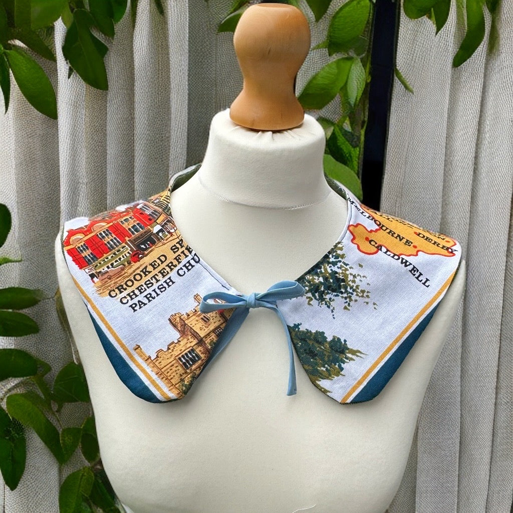 Detachable collar in True vintage tea towel