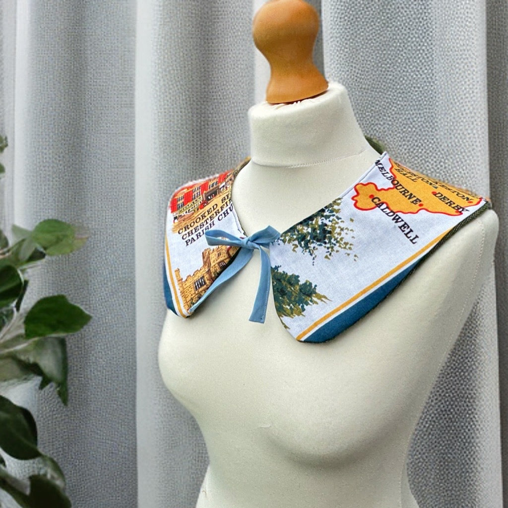 Detachable collar in True vintage tea towel