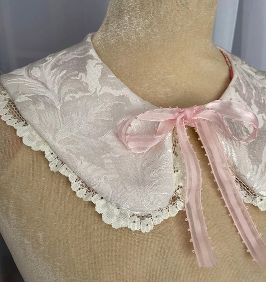 Reversible collar in Ivory leaf & Pink 70’s floral