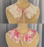 Reversible collar in Ivory leaf & Pink 70’s floral